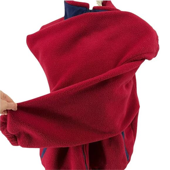 Vintage 90s Eddie Bauer EbTek Mens Large Spell Out Full Zip Fleece Jacket Red - Picture 8 of 13